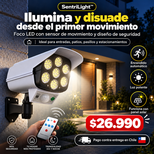 SentriLight™ — Foco LED con Sensor de Movimiento y Diseño de Seguridad