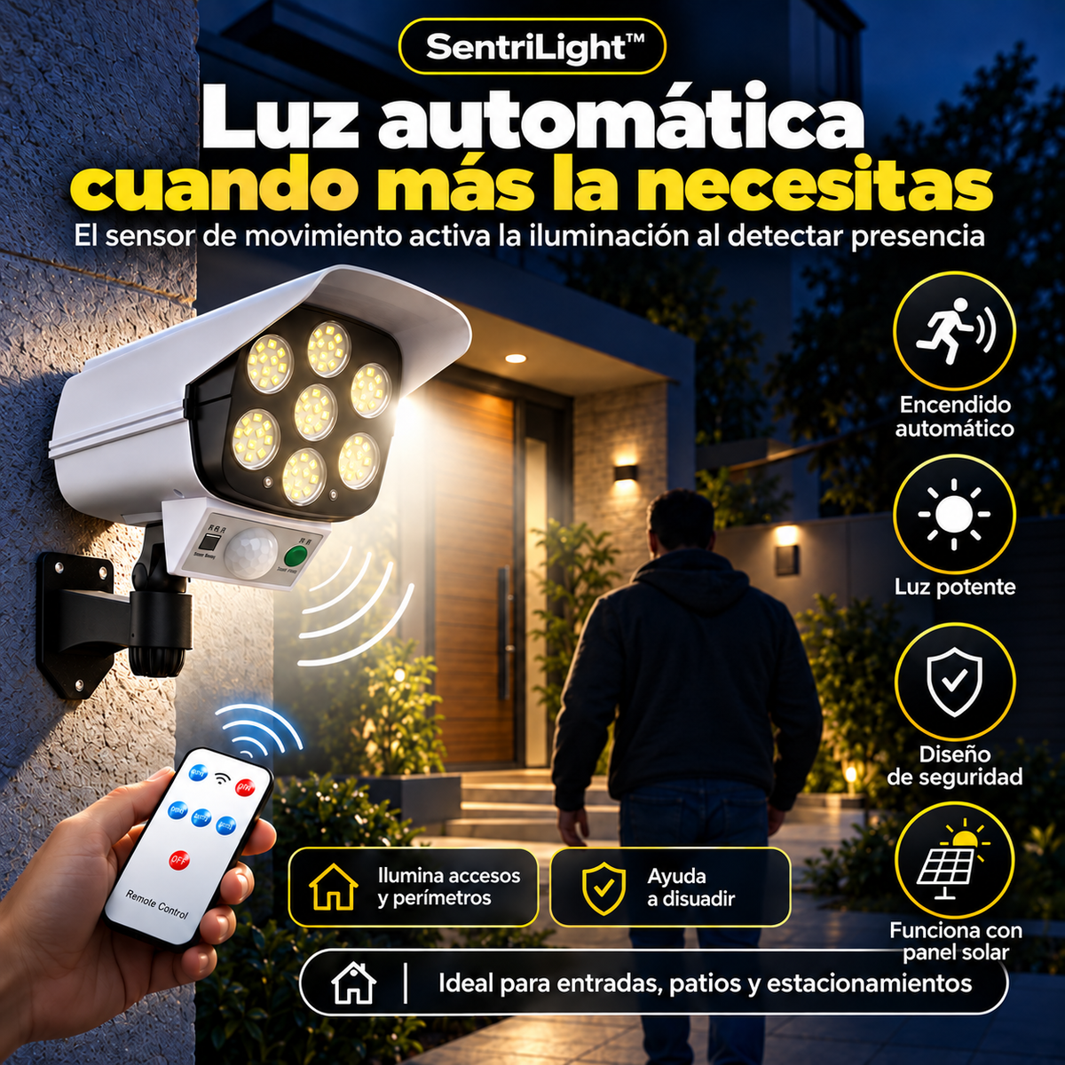 SentriLight™ — Foco LED con Sensor de Movimiento y Diseño de Seguridad